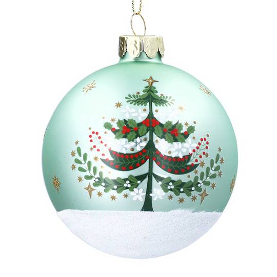 INDENT - Pack 12, Glass Ball Sage, Kinfolk Tree 8cm